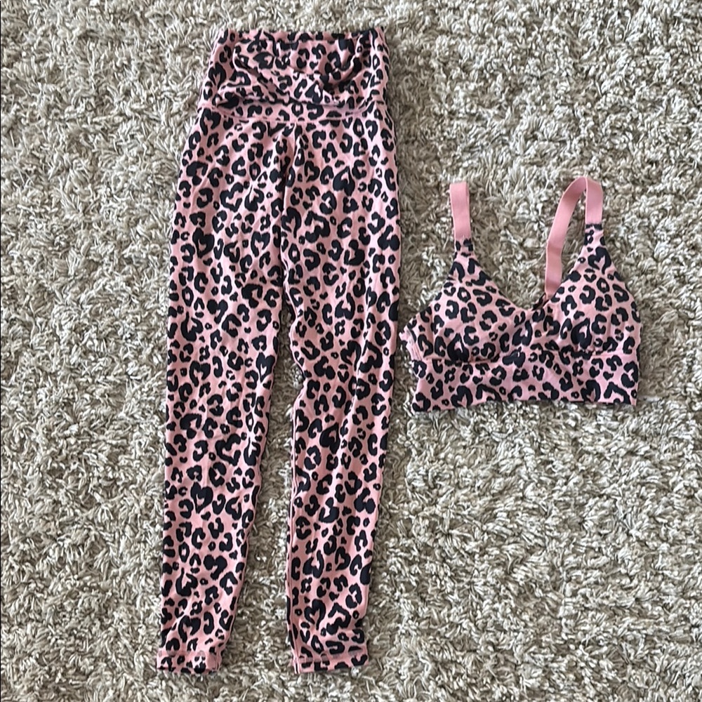 Pink Leopard Print Activewear Set